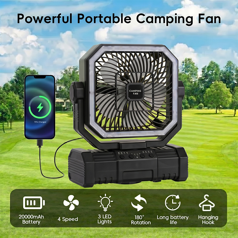 Outdoor Camping House - Ventilatore da Campeggio a Soffitto 20000mAh,