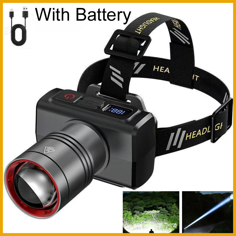 Outdoor Camping Lantern - Lampada Frontale LED Digitale Ricaricabile 2026,