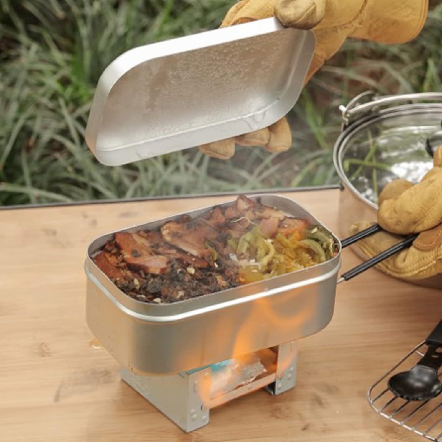 Outdoor Camping Cooking Equipment - Maniglia pieghevole per Bento Box, contenitore