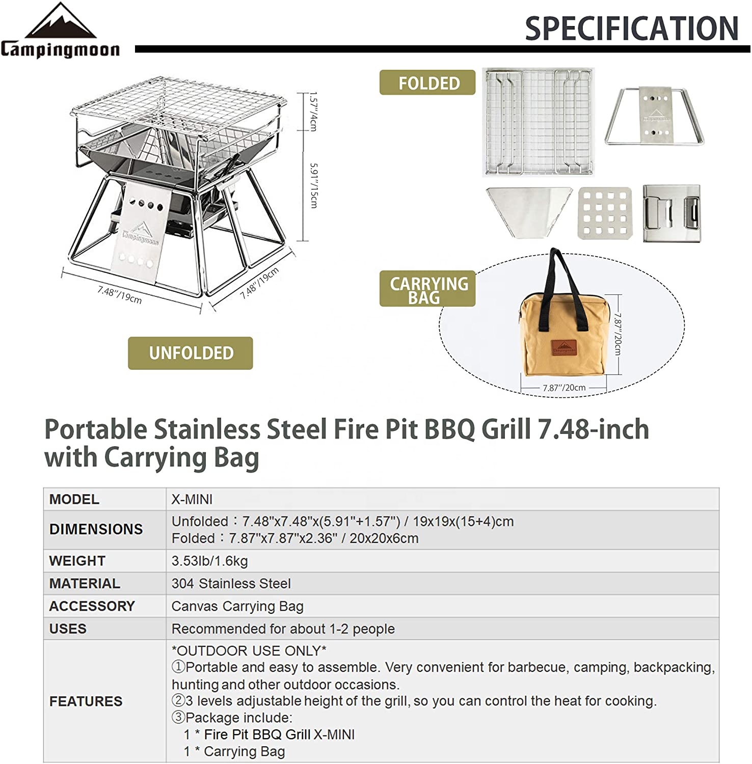 Campingmoon Outdoor Camping Bb - Outdoor Camping Fire Pit recensione e prezzo
