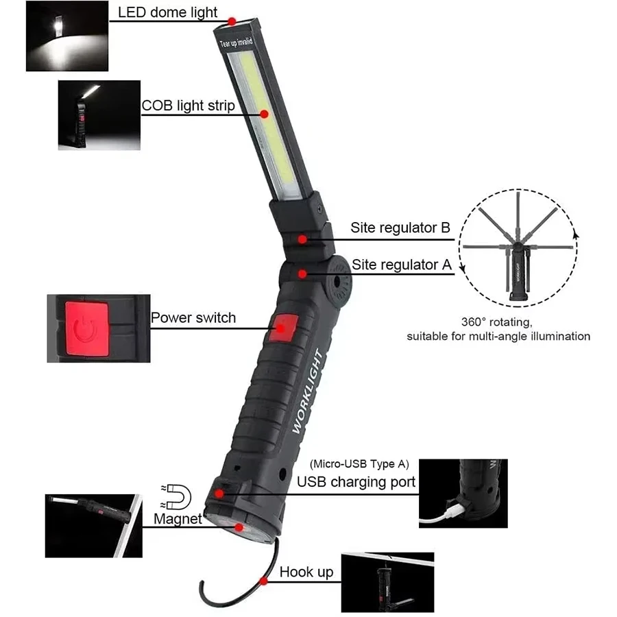 Nuova Torcia LED COB Portatile - Outdoor Camping Lampe recensione e prezzo