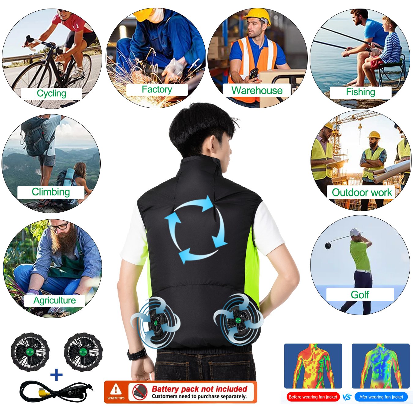 Gilet Refrigerante USB 12V 5V  - Outdoor Camping Air Conditioner recensione e prezzo